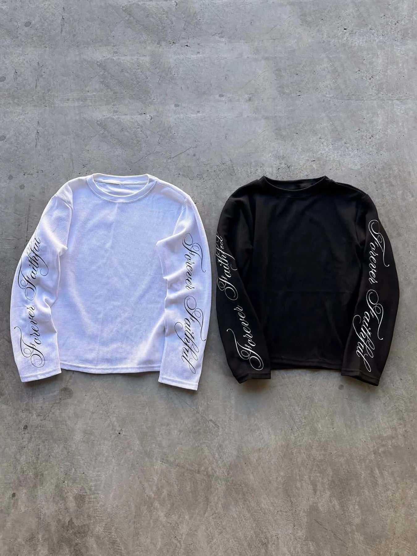 Retro Streetwear Long Sleeve T-Shirt - Loose Fit English Print Casual Crew Neck Top