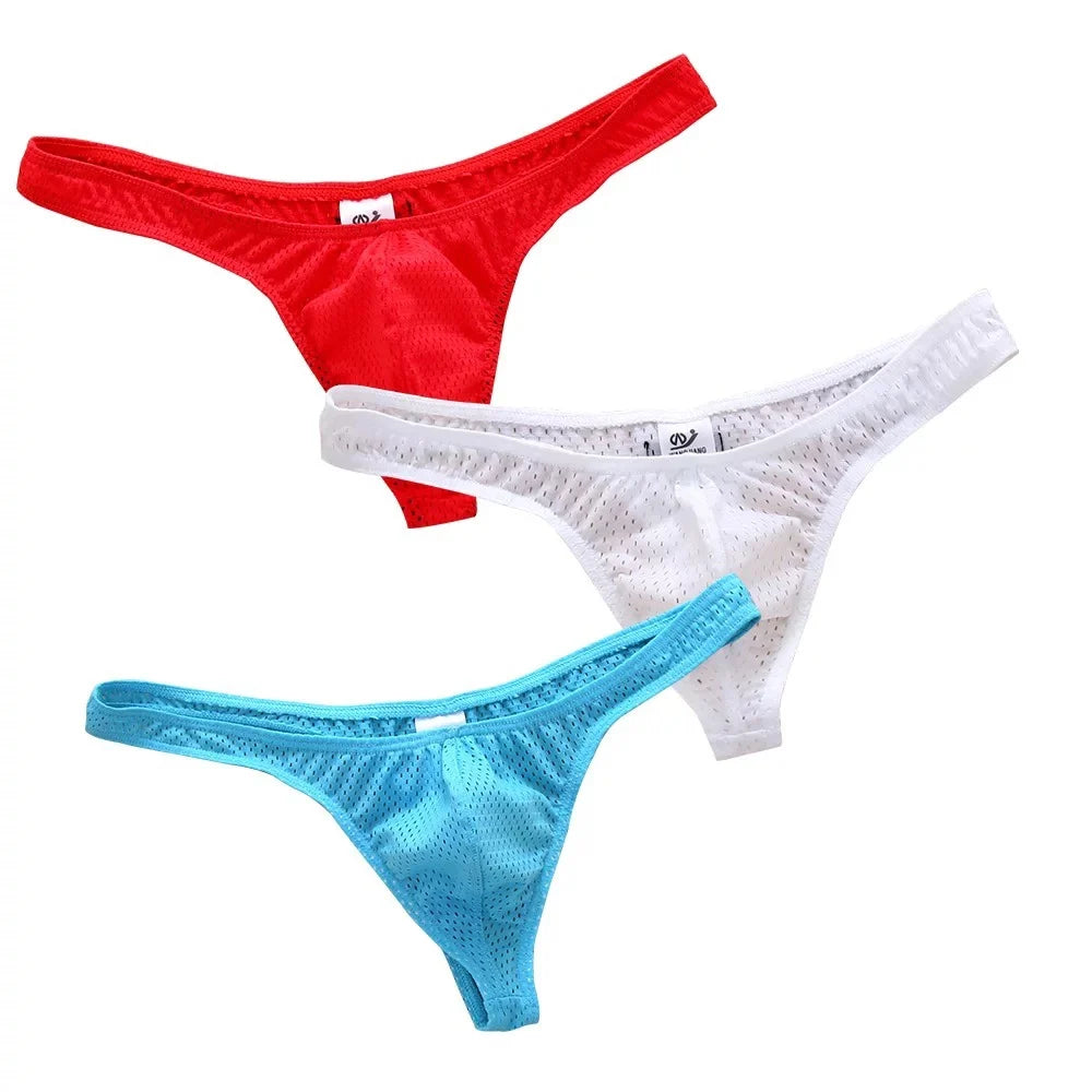 Men’s Ice Silk Low-Rise G-String & Thong Underwear – Breathable Solid Color T-Back U-Pouch Comfort Fit Sexy Lightweight Underpants