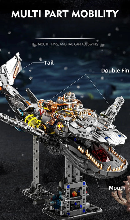 Mechanical Sea Animal Building Blocks Toy – Whale Shark, Octopus, Piranha & Manta Ray with Motor and Lights for Kids