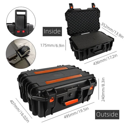 Trolley Toolbox with Wheels — Large Portable Tool Storage Case, Professional Plastic Instrument & Safety Equipment Box