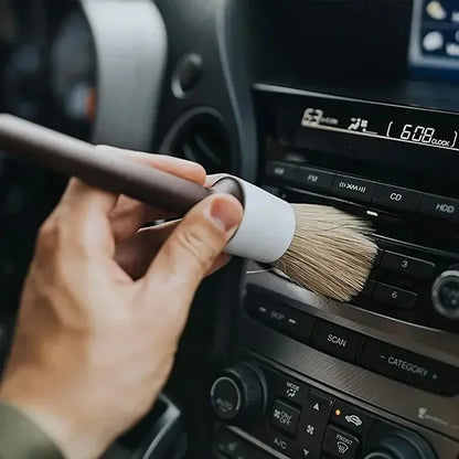 3PCS Car Detailing Brush Set – Boar Hair Bristle Cleaning Brushes for Interior & Exterior Auto Care, Dashboard & Detail Cleaning Tools