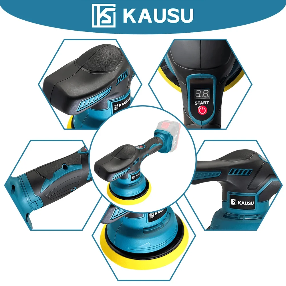 Cordless Electric Car Polisher with Digital Display – Automotive Waxing & Rotary Polishing Tool for Makita 18V Battery (Tool Only, No Battery)