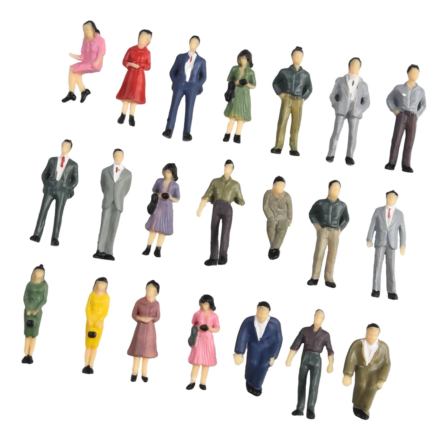 50pcs 1:50 Scale Model People Figures - Painted Plastic Passengers for Train Scenery, DIY Models & Home Decor