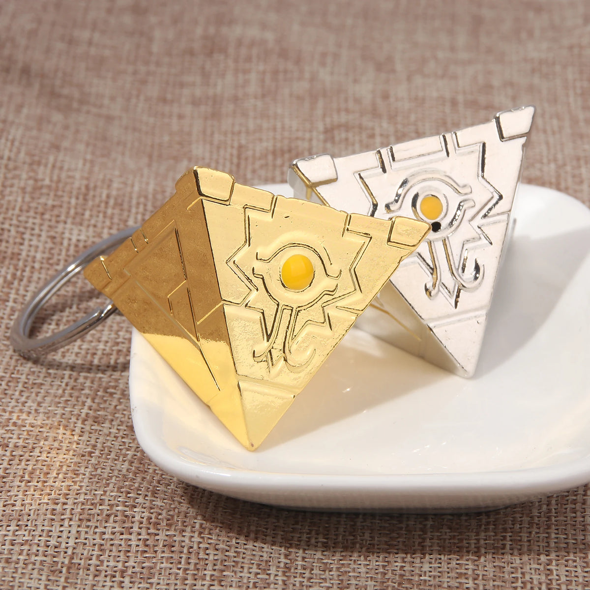 Yu-Gi-Oh! Yugi Muto Keychain - 3D Millennium Puzzle & Millennium Wheel Pendant