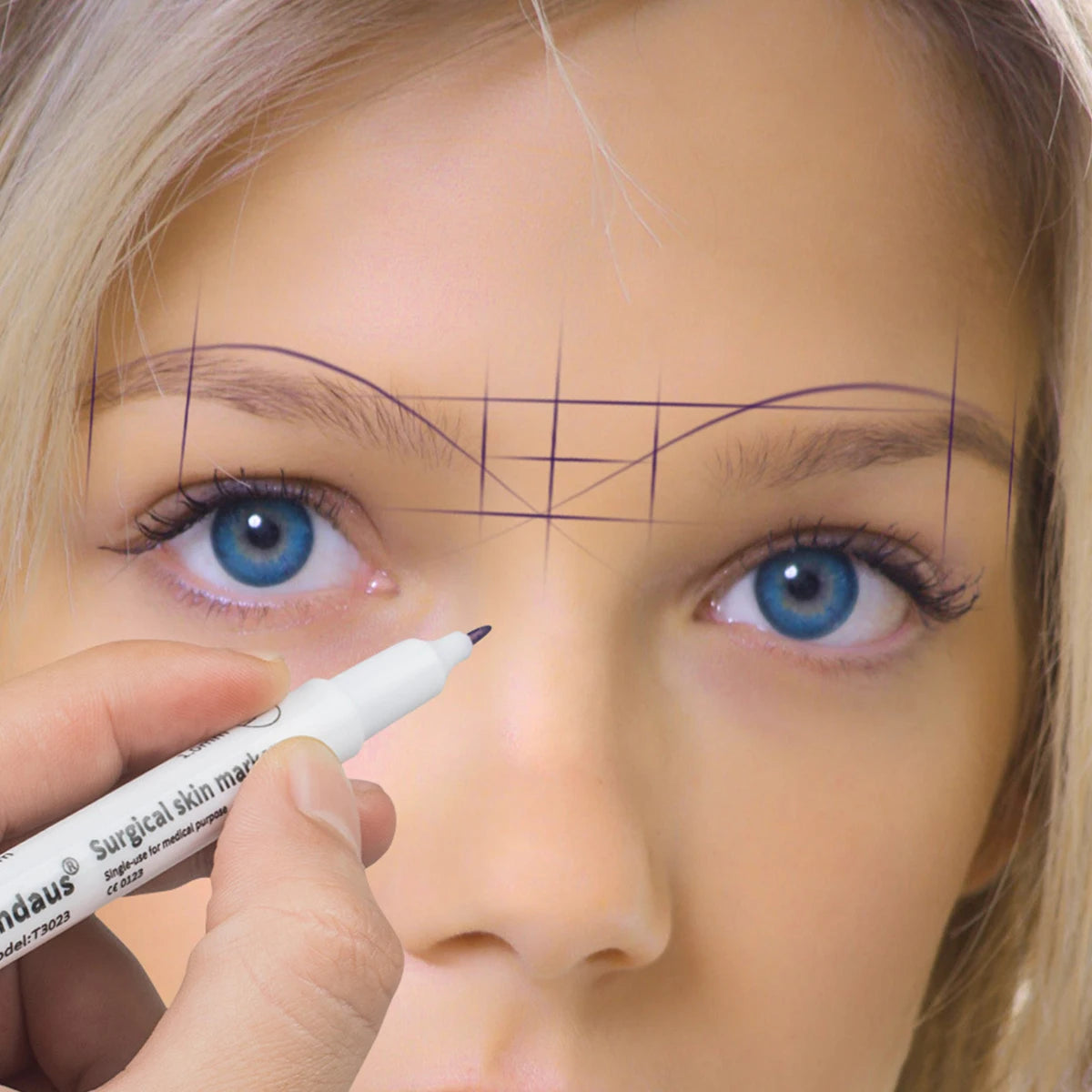 Disposable Skin Marker Pen with Ruler — Sterilized Eyelash Extension & Tattoo Piercing Scribe Tool