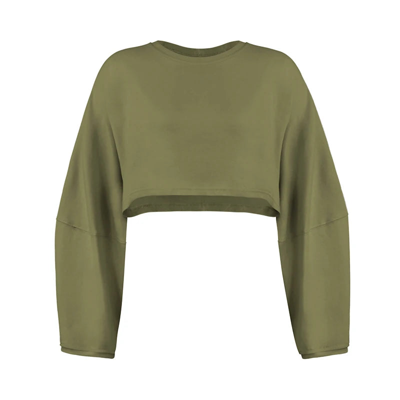 Women’s Sports Crop Top – Long Sleeve Gym & Yoga Workout Fitness Shirt