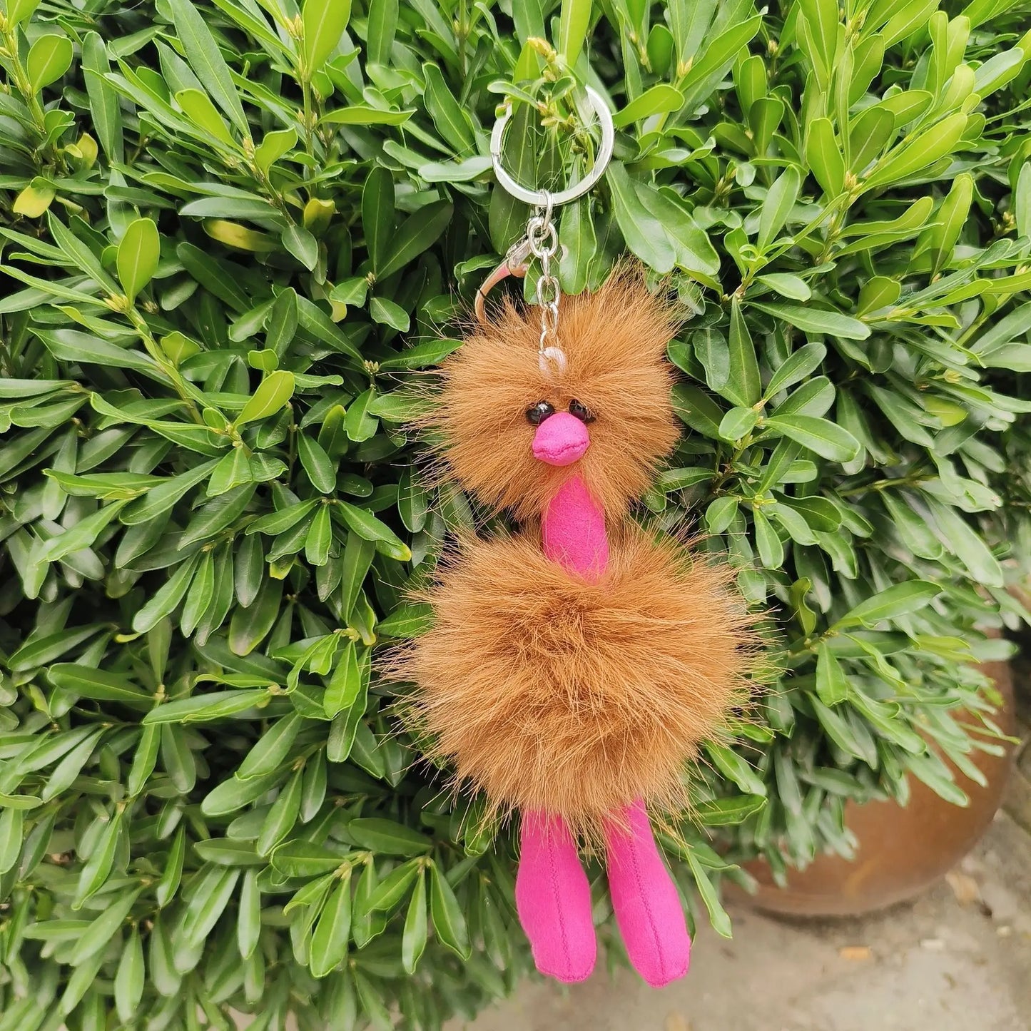 Cute Doll Ostrich Plush Pendant Keychain – Colorful Fur Ball Backpack Key Ring, Creative Gift for Women 2025 Xmas & New Year