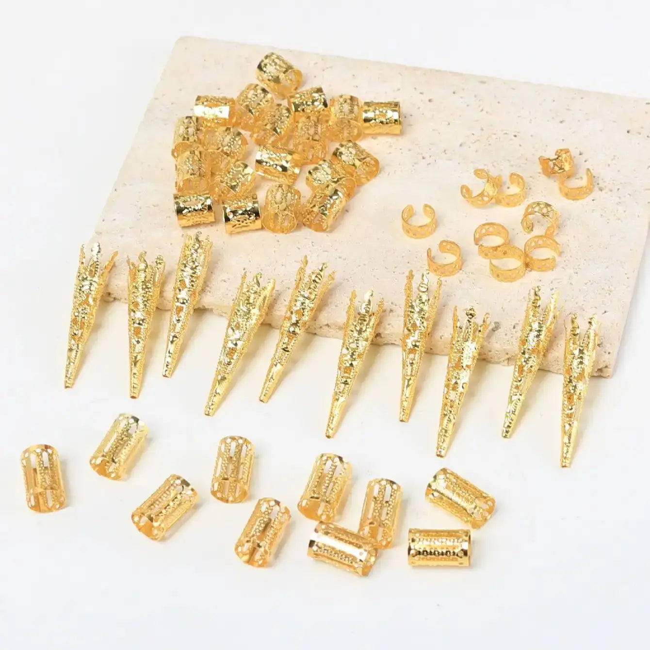 50PCS Personalized Dreadlock Hair Accessories — Combination Beads, Rings, Clips & Braiding Cuffs for Hair Decoration