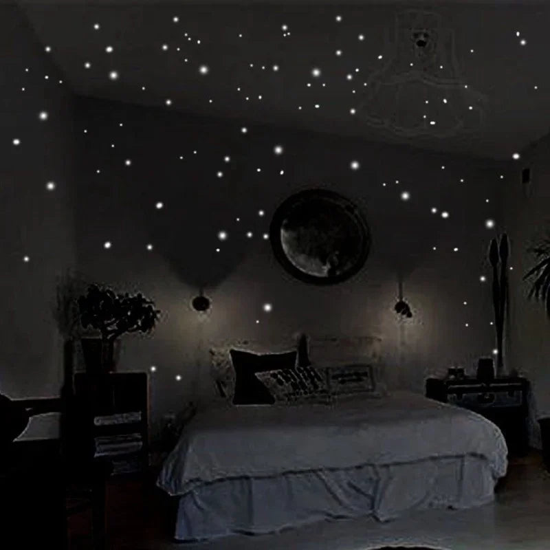 407PCS Glow in the Dark Luminous Wall Stickers - Stars Vinyl Decals for Kids Rooms & Party Decor