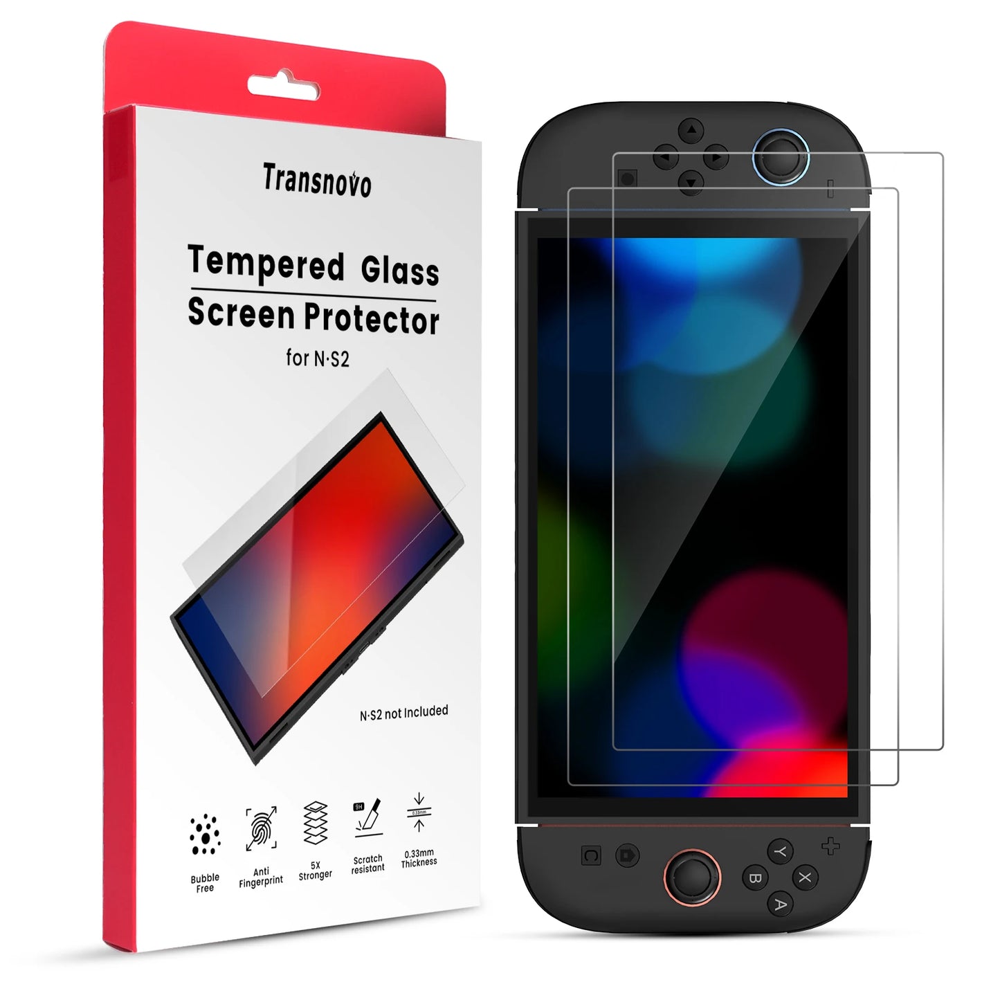 Tempered Glass Screen Protector for Nintendo Switch 2 (2025) — Ultra Clear 9H Hardness, Anti-Fingerprint, NS2 Protective Film