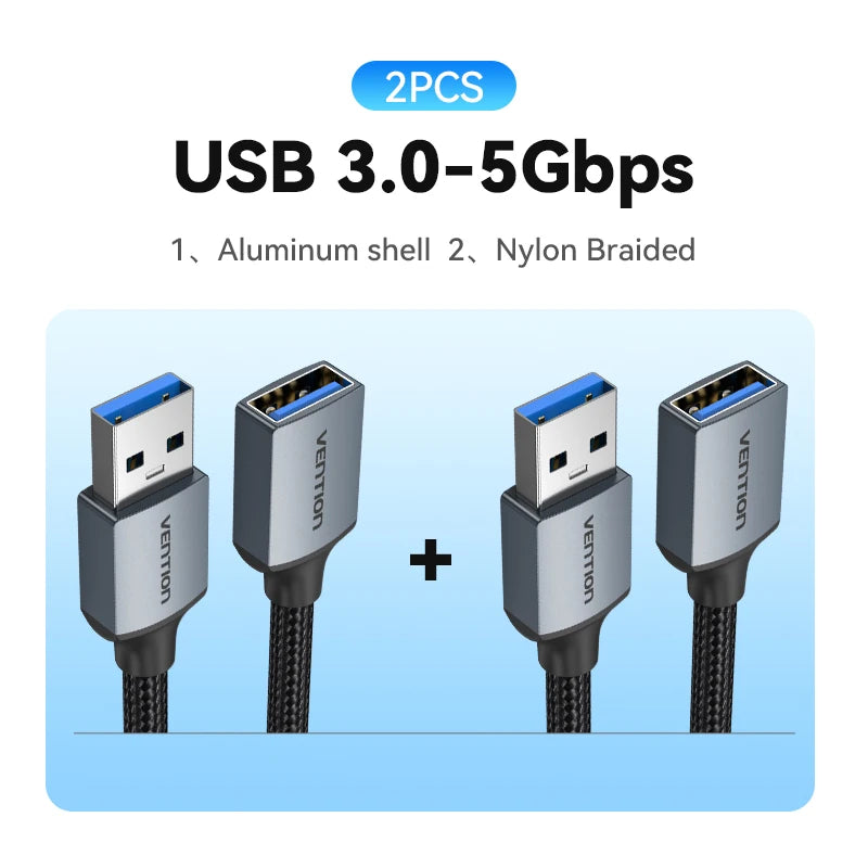 Vention USB 3.0 Extension Cable – High-Speed Data Extender Cord for PC, Smart TV, Xbox One & SSD | USB 2.0/3.0 Compatible Cable