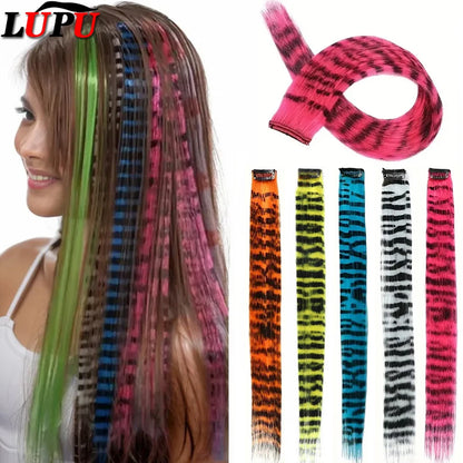Colorful Feather Hair Extension - Clip-In Synthetic Hairpiece for Women Cosplay Y2K Style