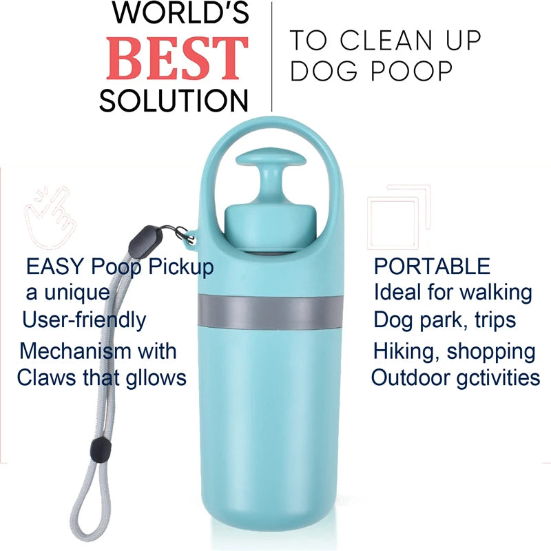 Portable Poop Scooper with Built-In Bag Dispenser - Lightweight Claw Waste Picker for Dogs - Pet Cleaner Tool