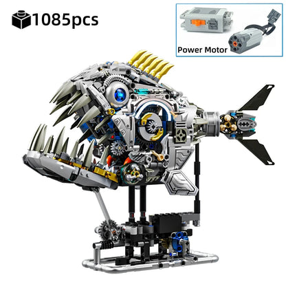 Mechanical Sea Animal Building Blocks Toy – Whale Shark, Octopus, Piranha & Manta Ray with Motor and Lights for Kids