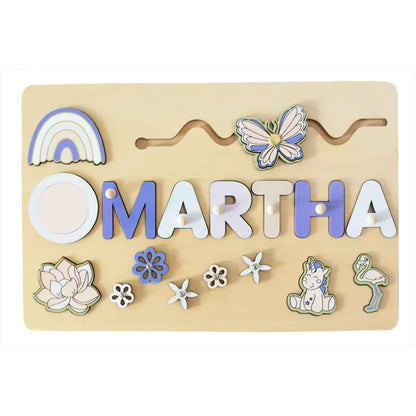 Montessori Personalized Wooden Name Puzzle — Custom Letter Board Educational Toy for Babies