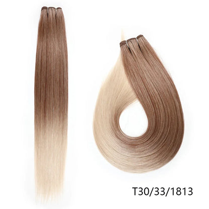 26" Ombre Straight Synthetic Hair Extensions – Smooth Weaving, Full Blue Hair Bundles from Root to End