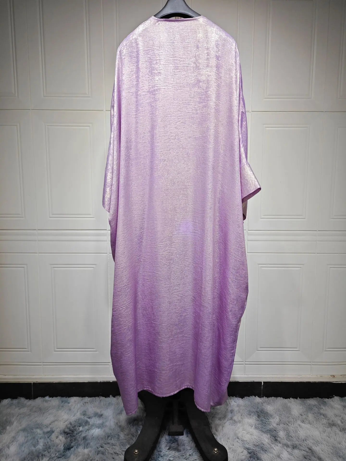 Women’s Shiny Satin Open Kimono Abaya – Luxury Dubai Ramadan Muslim Kaftan Dress
