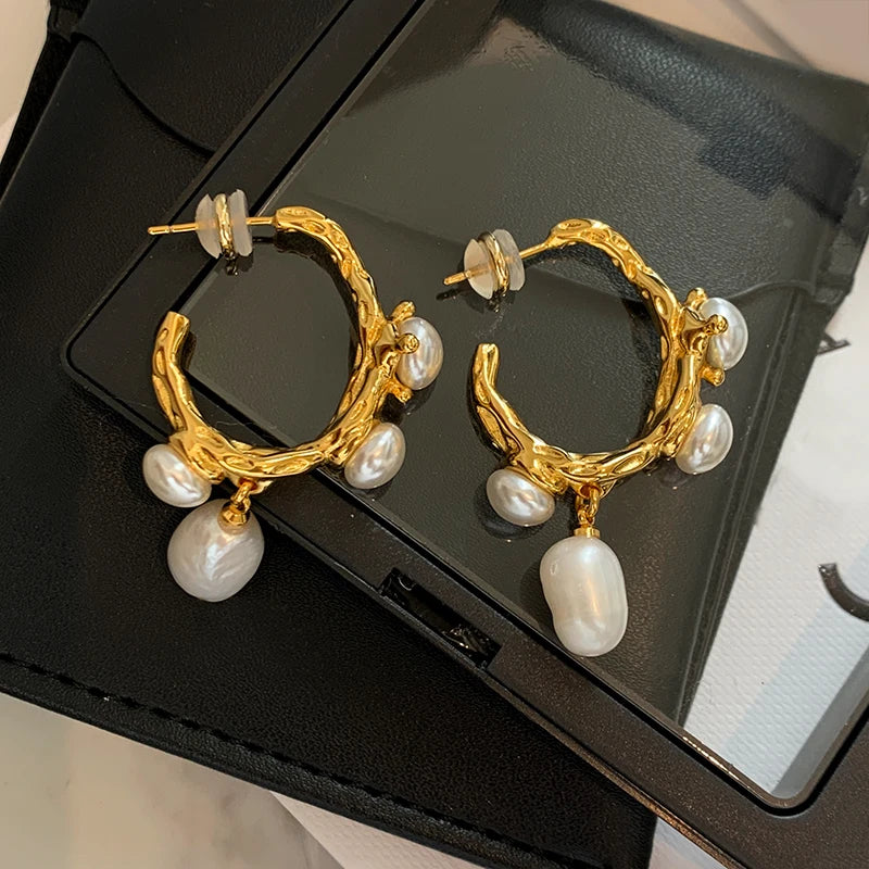Kshmir Vintage Baroque Freshwater Pearl Earrings – Elegant Jewelry for Women Party & Fashion
