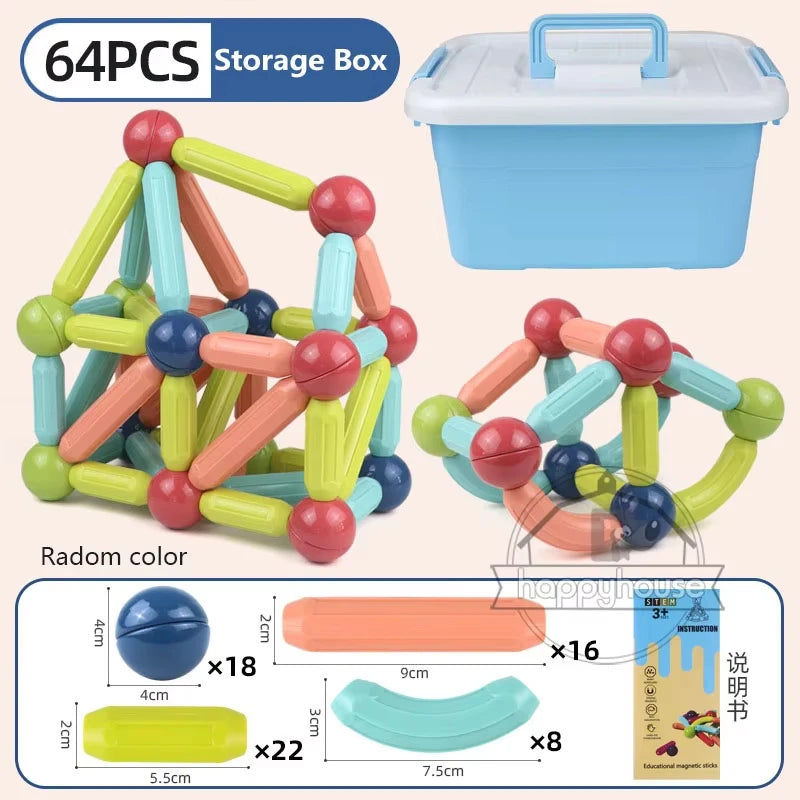 Magnetic Building Blocks Set – Montessori Educational Stick & Rod Constructor Toys for Kids Boys & Girls