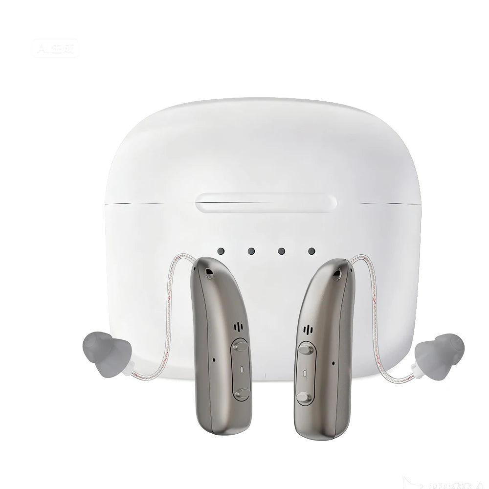 Mirasing Bluetooth Hearing Aid - Rechargeable RIC BTE with Noise Reduction & Charging Case