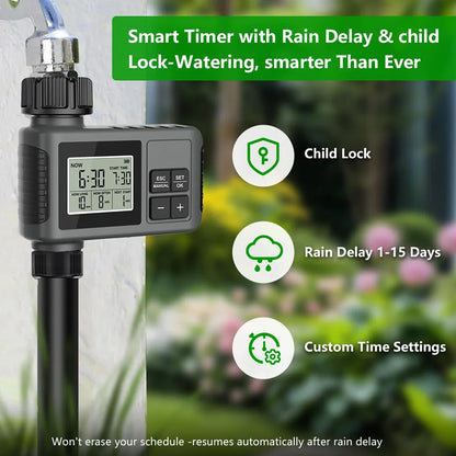 Garden Programmable Misting Timer System – 360° Adjustable Atomizer Nozzles, Outdoor Cooling & Watering Sprinkler Kit