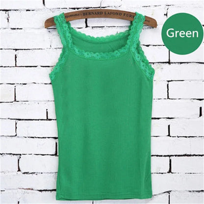 Women’s Summer Bodycon Sleeveless Tank Top – Sexy Lace Patchwork Slim Fit Camisole Vest Casual Fashion Tee Top