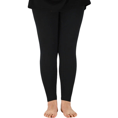 Women Bamboo Fiber Elastic Waist Leggings – Plus Size High Stretch Casual Workout Basic Pants Soft Comfortable Fitness Leggings