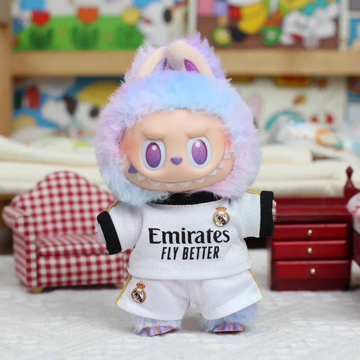 17cm Labubu Football Doll Clothing DIY Vinyl Pendant Toy for Boys – Size 7 Sportswear V1V2 V3