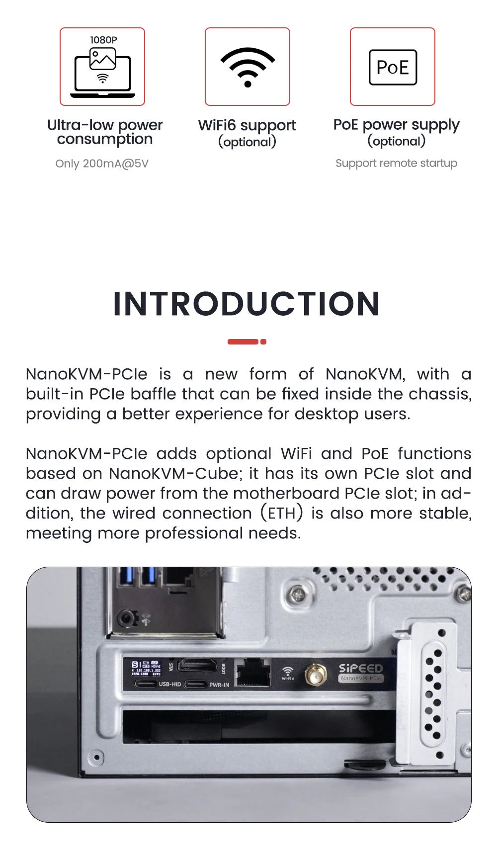Sipeed NanoKVM-PCIe PiKVM – Mini Remote Control Server for Operation & Maintenance with HDMI