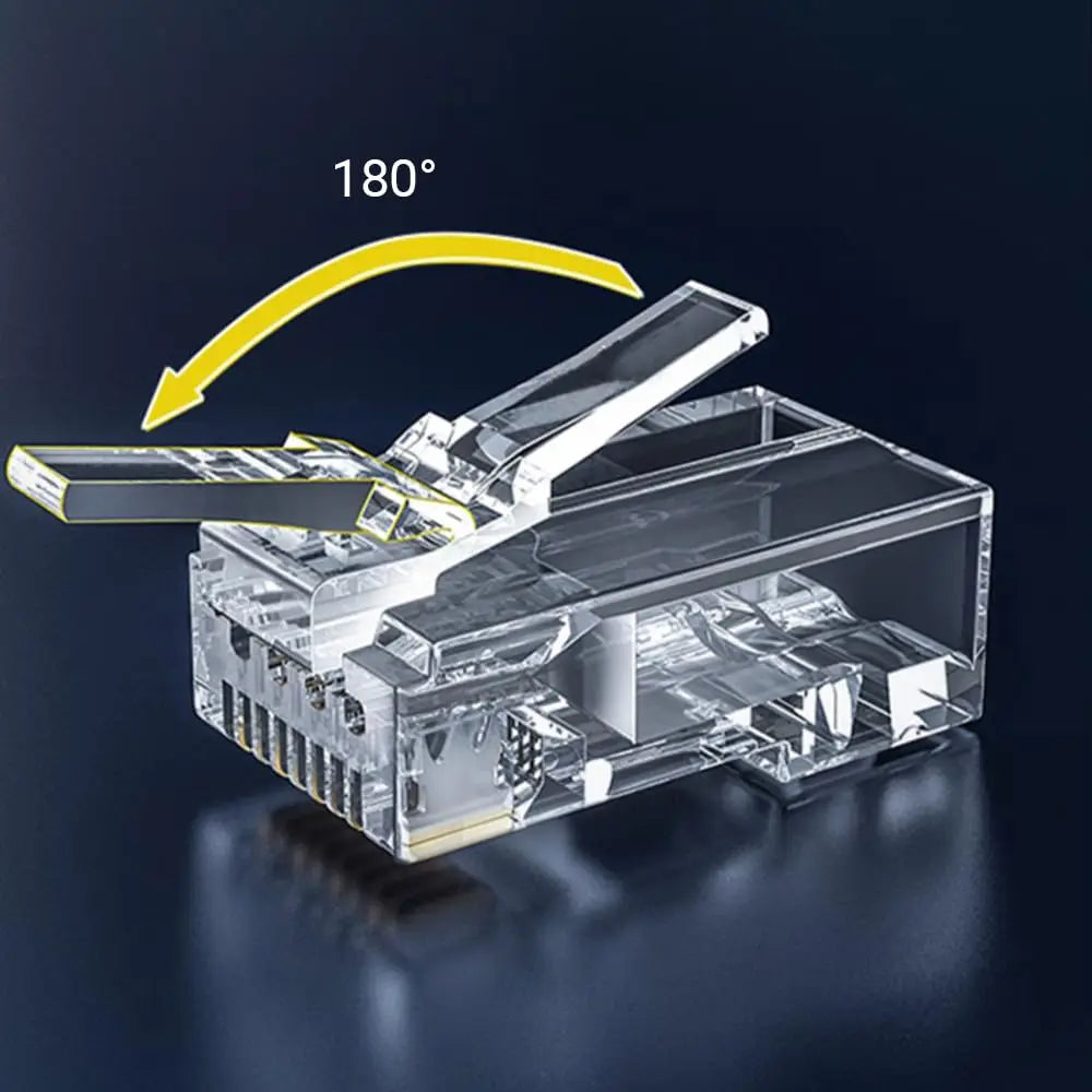 ZoeRax RJ45 Cat6 Pass-Through Connectors — 50/100/200PCS Modular Plugs 1.1mm | Solid & Stranded FTP/STP Cable