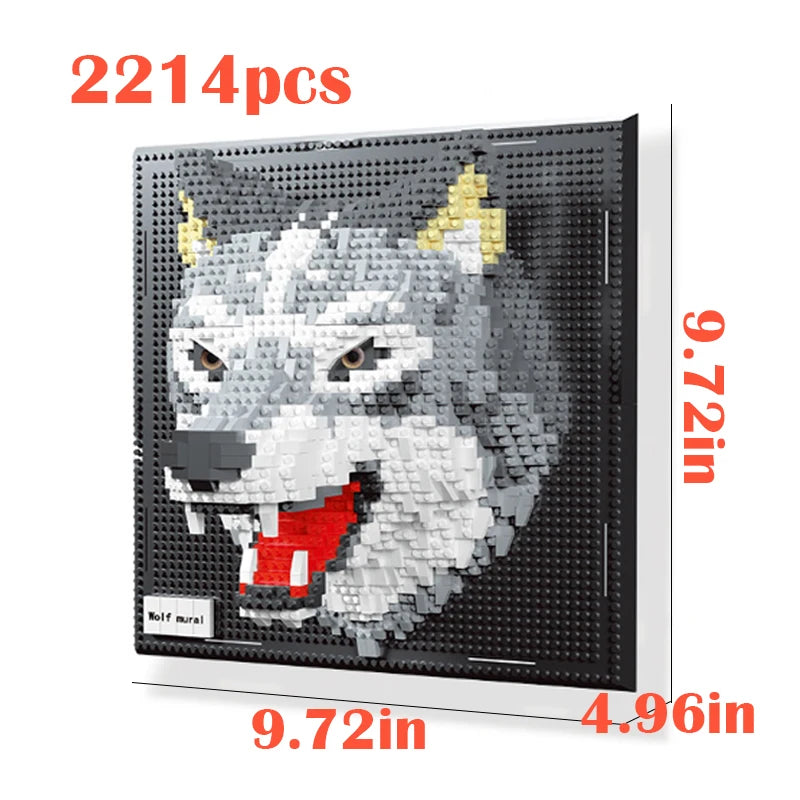 Creative 3D Wall Art Frame DIY Building Block Set – Shark, Eagle & Parrot Micro Animal Particle Model Toy for Adults Home Decor Gift
