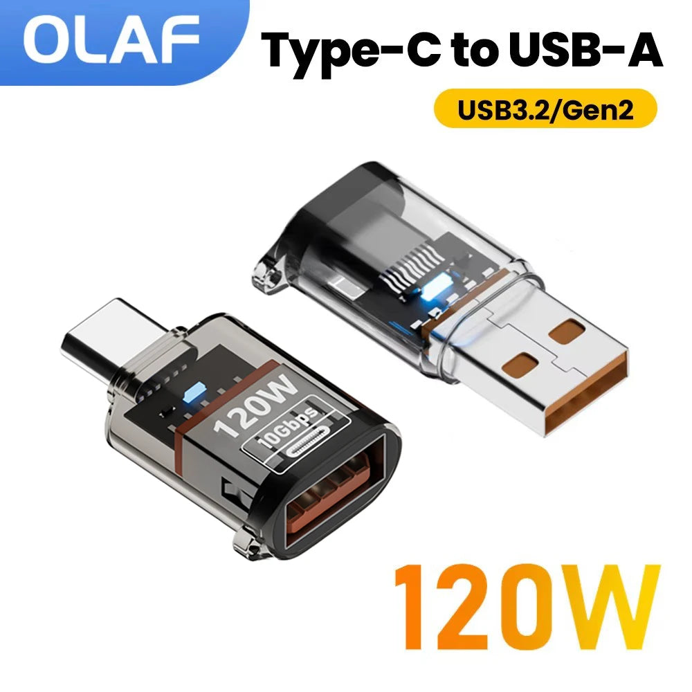 Olaf 120W USB-C OTG Adapter - USB 3.2 Type-C Fast Charging Connector for iPhone 15 16 MacBook iPad & Android Devices