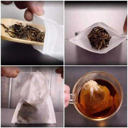Disposable Empty Tea Filter Bags with String – Heat Seal Scented Tea Bags for Loose Leaf Herbs, Herbal Tea Brewing Kitchen Accessories