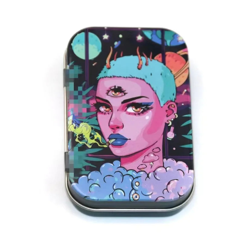 Metal Flip Storage Tin - Sealed Tobacco, Rolling Paper, Jewelry, Candy, Coin & Key Organizer