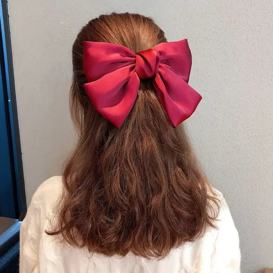 Fashion Cute Fabric Hair Bow Hairpin – Black & White Ribbon Hair Clips, Headwear for Women, Hair Jewelry Accessories
