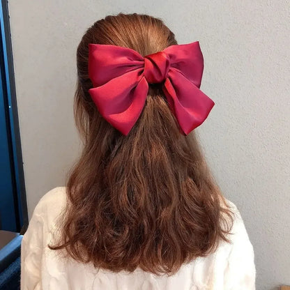 Fashion Cute Fabric Hair Bow Hairpin – Black & White Ribbon Hair Clips, Headwear for Women, Hair Jewelry Accessories
