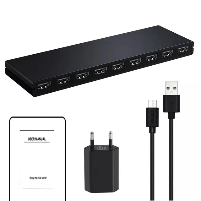 HDMI Splitter 1x8 4K 30Hz — 8-Port Video Distributor Converter, HDCP1.4 for PC, Laptop, PS4, DVD, Projector, TV