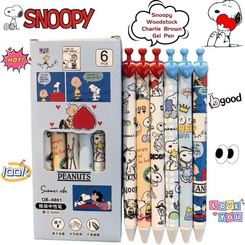 Snoopy Woodstock Gel Pen - Cute Charlie Brown Cartoon Quick-Drying Pen for Students & Creative Writing