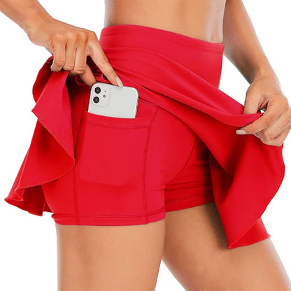 Women’s Cloud Rise High Waist Tennis Skort – Pleated Pocket Sports Skirt for Golf, Running & Gym XS-XXL