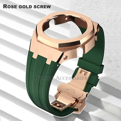 GEN4 Casioak GA2100 Mod Kit – Stainless Steel Case, Bezel, and Rubber Strap Replacement for G-SHOCK GA2100/GA2110