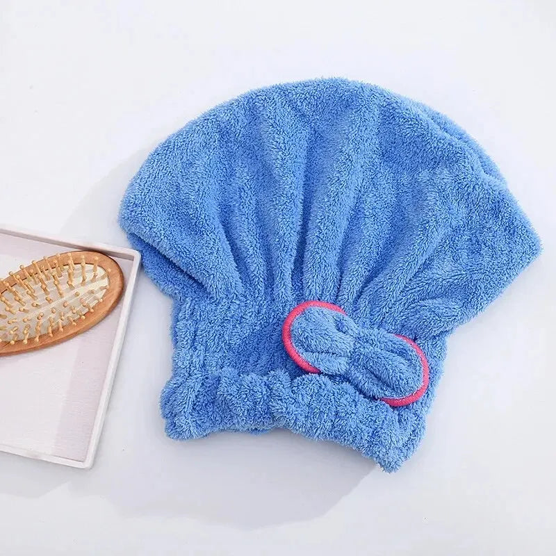 Microfibre Quick-Dry Hair Towel – Bowknot Wrap Cap for Women, Bathroom Shower Accessory Bonnet