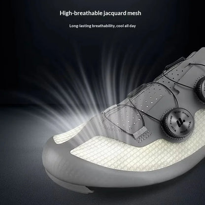 WEST BIKING Road Cycling Shoes - Breathable Mesh Clipless Bicycle Shoes with Dual Knob Buckle Closure