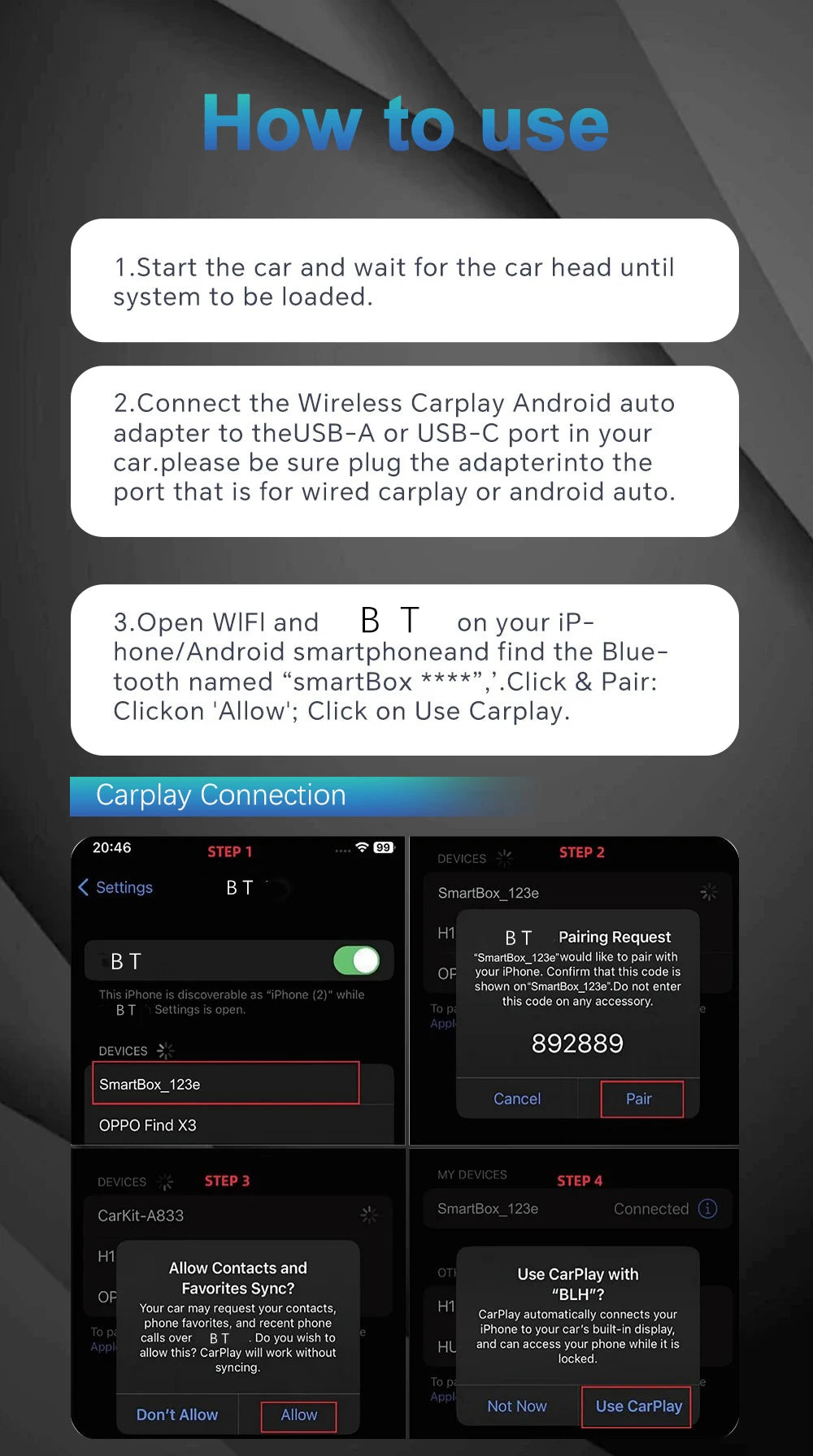 2025 2-in-1 Wireless CarPlay AI Box – Convert Wired CarPlay to Wireless with Android Auto, Plug and Play