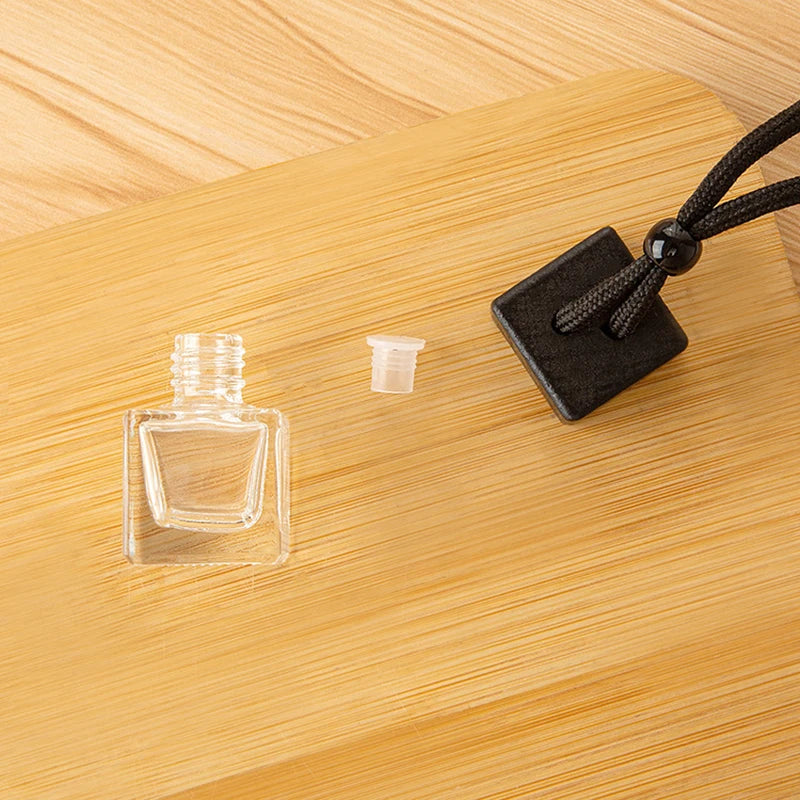 Dyed Square Black Cap Empty Bottle - Car Essential Oil Diffuser, Fragrance Air Freshener, Scent Perfume Bottle Ornament