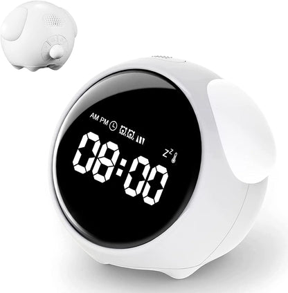 Digital Kids Alarm Clock with Light — Cute Cartoon Emotion Table Clock for Children
