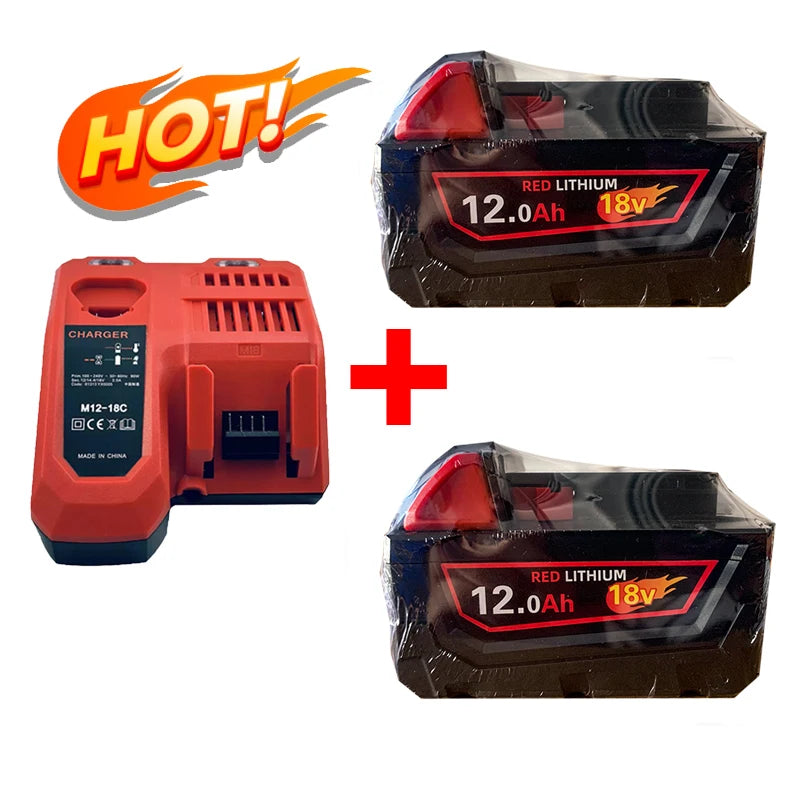 Milwaukee 18V M18-HB3 High Energy 12AH Replacement Battery – Compatible with M12-18FC Charger 48-11-1815