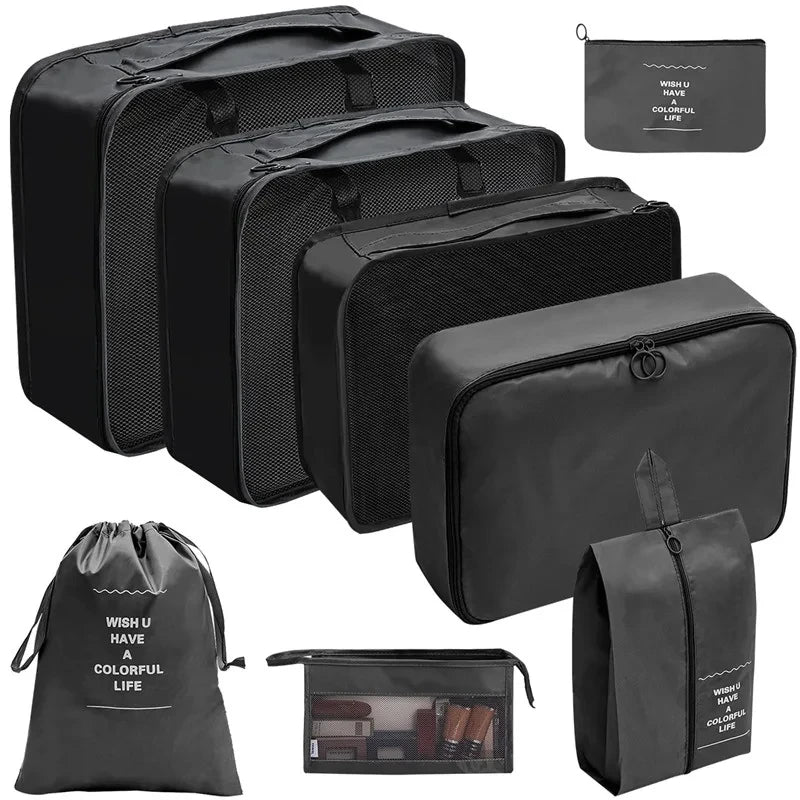7–10 Pc Travel Organizer Storage Bags Set – Portable Packing Cubes for Suitcase, Clothes, Shoes & Luggage Tidy Pouch