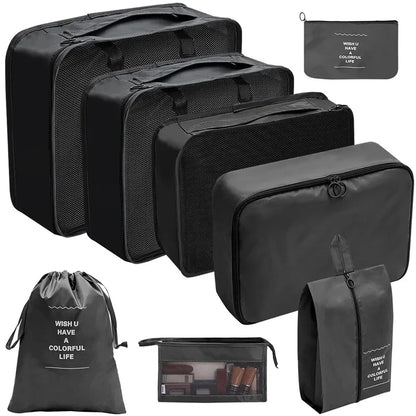 7–10 Pc Travel Organizer Storage Bags Set – Portable Packing Cubes for Suitcase, Clothes, Shoes & Luggage Tidy Pouch
