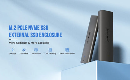 Lemorele SD1L M.2 NVMe SSD Enclosure – 10Gbps PCIe USB 3.1 Gen2 Type-C Adapter, M/B Key Solid State Drive Case