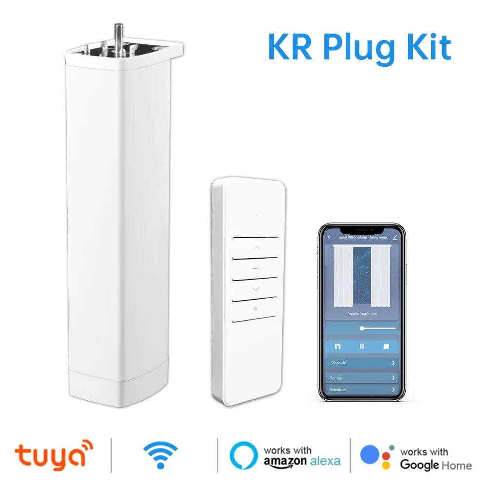 Smart Tuya WiFi/ZigBee Electric Curtain Shutter Motor – 22.5CM, RF Remote, App Control, Alexa, Google Assistant & SmartThings Compatible
